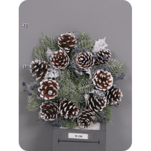 Рождественский венок с черными цветами 25 см (86528-9)