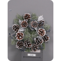 Рождественский венок с черными цветами 25 см (86528-9)