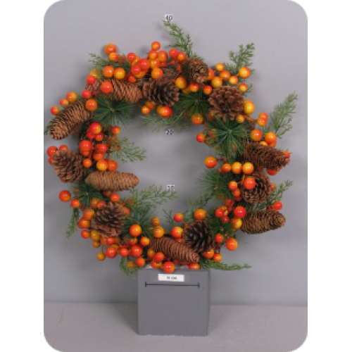 Рождественский венок оранжевые ягоды 45 см (86567-5)